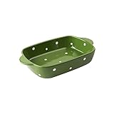 plaque ​à four Plateau de cuisson en céramique avec poignée Binaural Bake Pan Cheese Pizza Oraware Ménage Micot Micro-ondes Cake Plaque Crockery Plaque de cuisson ( Color : Green , Size : Medium )