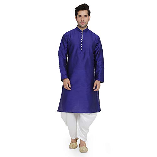 Ensemble Kurta pour homme en soie, vivez le confort d'un voyage traditionnel bleu 42