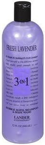 Lander Essentials 3-in-1 Fresh Lavender Bubble Bath, Shampoo & Body Wash, 32 Fl Oz