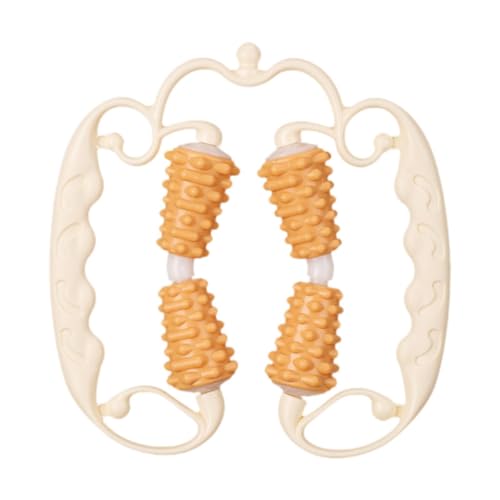 Ｚｉａｌｏｆｉ Rouleau de Massage Portatif Anti-Cellulite, Outil de Massage du Fascia avec 4 Roues pour L'entraînement Musculaire et Corporel des Bras, Beige