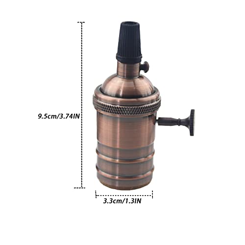 Rextin 4Pcs E26 Vintage Lamp Socket With On/Off Switch Pendant Bulb Socket E26 E27 Vintage Bulb Holders Aluminum For Diy Lighting Bulbs  Industrial Decorative (4, On/Off Red Bronze) #TOP4