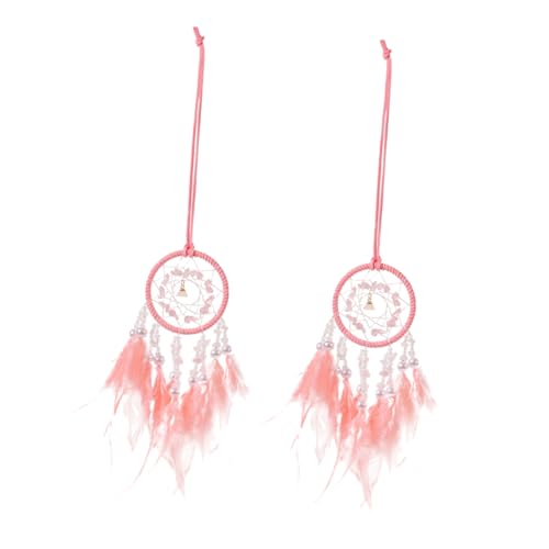 PRETYZOOM 2pcs Handmade Dream Catcher Car Hanging Ornament with Plumes Aesthetic Decor for Rearview Mirror Unique Car Accessories for Luck and Interior Decoration