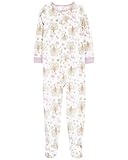 Carter's Big Girls Footed Microfleece PJ's Sleeper Pajamas, Unicorn/Trees, 10