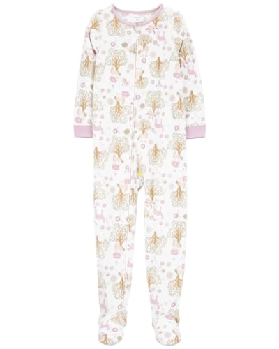 Carter's Big Girls Footed Microfleece PJ's Sleeper Pajamas, Unicorn/Trees, 10