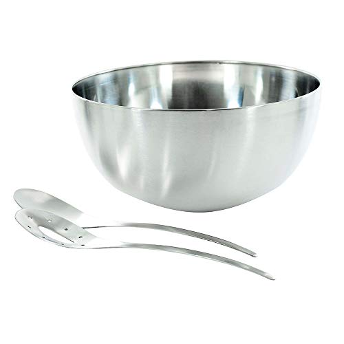 Kit Saladeira Redonda Completa De Inox Pegador 3 Peças Wincy