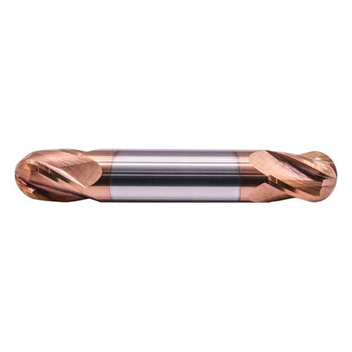 Ball Nose Solid Carbide End Mill(1Pc, 1/2in) - Double End - TiSiN Coated, 4 Flute, 30° Helix, 1/2