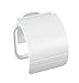 WENKO Static-Loc® dérouleur de papier hygiénique avec couvercle Osimo blanc - fixer sans percer, Polypropylène, 15 x 14 x 5 cm, Blanc