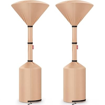 QH.HOME 2025 Upgrade Heavy Duty Tear Resistant Patio Heater Covers,with Tough YKK Zipper and Multiple Windproof Design,Suitable for all kinds of Severe Weather,2 Pack-89"H x 33"D x 19"B,Camel