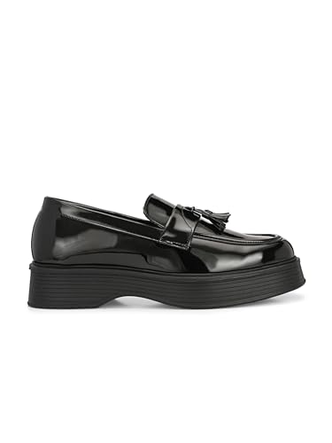 Image of Leo Fitness Men's Patent Leather Look Chunky Tassel Loafer Shoes