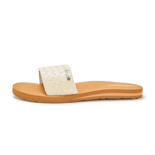 Image of Volcom Women's Simple Slide Sandals - Cushioned Synthetic Leather Strap Slides With Padded Footbed