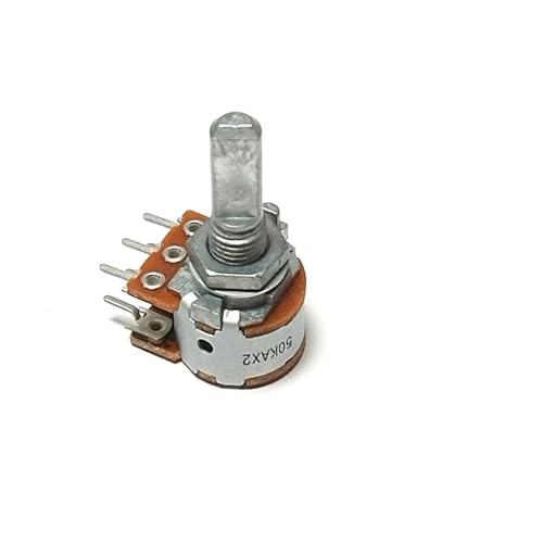 Potentiomètre rotatif RK163 A50KX2 50K de type 16 avec axe 20mm demi-arbre pour circuit audio 6 broches