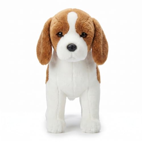 MAOWO Planet Beagle in piedi, Peluche di cane tricolore realistico per gioco e decorazione, 29 cm