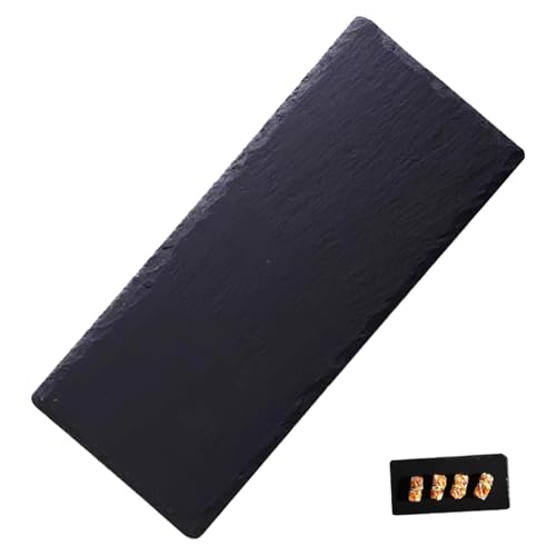 Plato rectangular de piedra natural negro 30x10 cm miniatura 1