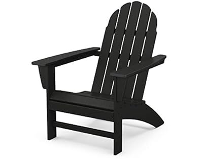 Polywood Vineyard Adirondack Chair - Black HDPE Outdoor Patio Furniture - Classic Design for Deck, Lawn, Garden, Beach, Pool, Fire Pit - Comfortable Wide Armrests