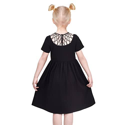 Girls Dress Black Shirt Fishnet Beaded Collar Short Formal Elegant Size 10 #TOP2