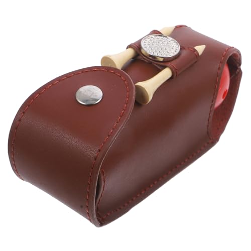 NULYLU Professional Wear-Resistant Golf Ball Bag Convenient Portable Tee Holder for Daily Use and Storage Cowhide Design Secure Button Lock Golf Accessory for Enthusiasts Random Color