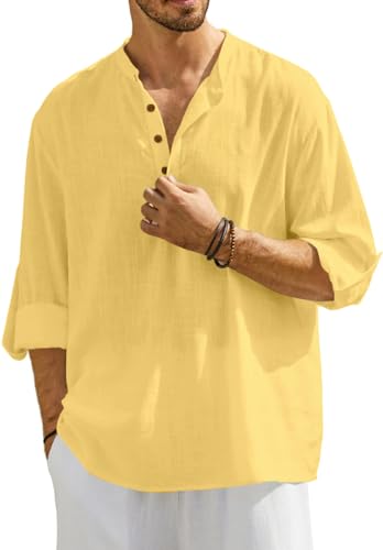 Image of Men's Solid Cotton Blend Regular Fit Mandarin /Chinese Collor Short Kurta for Men