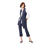 Mamatayoe Chaleco Tinta China para Mujer – Chaleco Largo Tipo Denim, con Cierre Cruzado con botón y Bordados, Tallas S-XXL