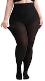 Hiltzo Große Größen Strumpfhosen für Damen, 80D Elastisch Hohe Bund Semi Blickdicht Strumpfhose, Plus Größen Nylonstrumpfhose XL 4XL, Schwarz XXL