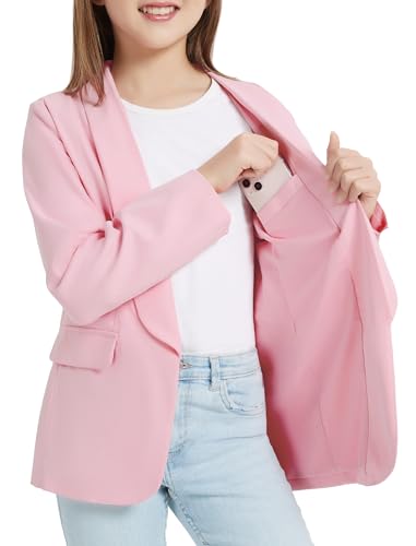 EXARUS Girls Blazer Blazers Suit Jacket Long Sleeve Shawl Collar Formal Open Front Inner Pocket for Kids3