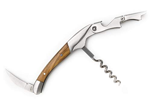 Arteinolivo Cavatappi Professionale Sommelier Apribottiglie in Acciaio Corpo Legno di ulivo pregiato Made in Italy