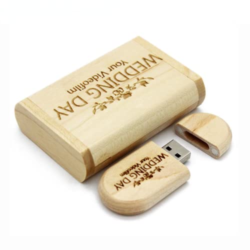 Clé USB gravée en bois de noyer massif 128GB, coffret artisanal luxe