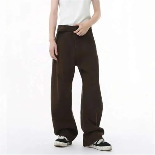 Men's Jeans Straight Leg Design Korean Handsome Solid Color Belt Loose Denim Pants2