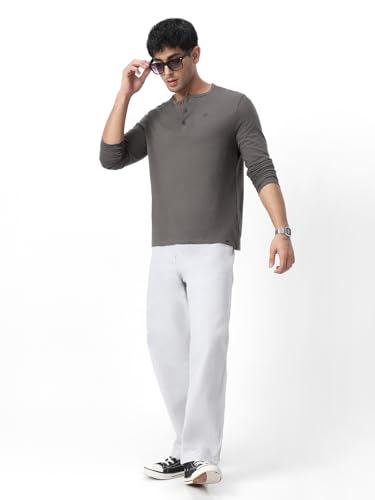 Image of Urbano Fashion Men's Solid Henley Neck Slim Fit Full Sleeve Cotton T-Shirt