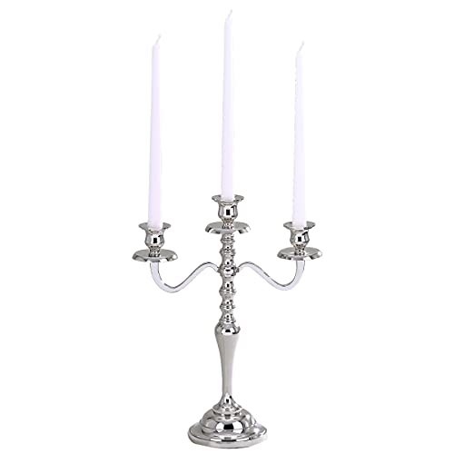 Jiallo Hampton 3-Lite Modern Stainless Steel Candelabra in Silver