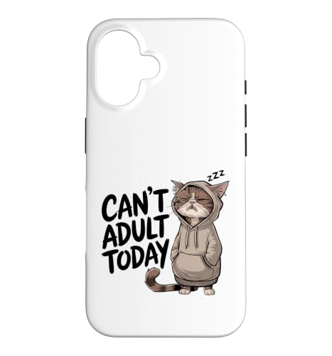 Sleepy Cat Can't Adult Today �t�@�j�[�l�R�f�U�C�� �X�}�z�P�[�X iPhone 16 �p