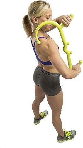 GoFit Muscle Self Massage Hook Cane, Back, Neck, Shoulder, Deep Tissue Massager for Men & Women, Green, GF-HKR