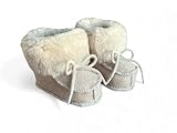Babyschuhe aus Lammfell Junge & Mädchen warme Kinder Hausschuhe Geschenk zur Geburt TaufeKrabbelschuhe Lammfellschuhe Baby (Beige, EU Schuhgrößensystem, Baby, Numerisch, M, 17)