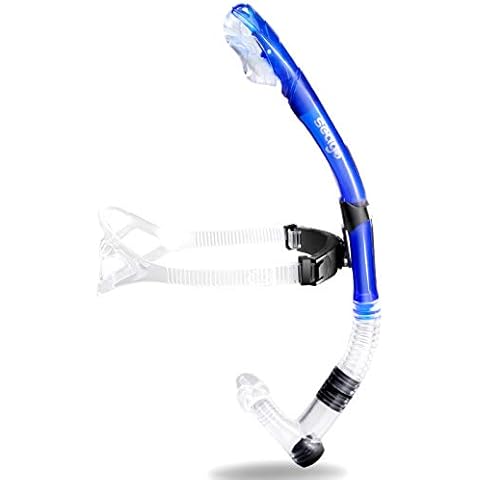 Seago Swim Snorkel for Lap Swimming, Dry Top Front Swimmer Snorkel for Adult Youth, Snorkel Gear Swimming Training Equipment in Pool and Open Water with Comfy Head Pads Food-Grade Silicone Mouthpiece Cover