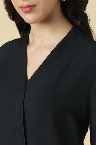 Image of Allen Solly Women's V-Neck Top | Full Sleeve | Regular Fit | Soft Comfortable Fabric | Everyday Casual Essential