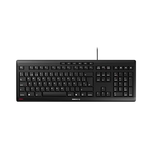 CHERRY STREAM KEYBOARD, teclado con cable, distribución de teclado español (QWERTY), teclas silenciosas, experiencia de tecleo única, diseño plano, negro