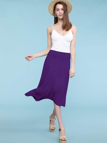 Image of FRAULEIN Women's Midi Skirt Wide High Waist Vintage A-Line Flared and Swingy Skirt
