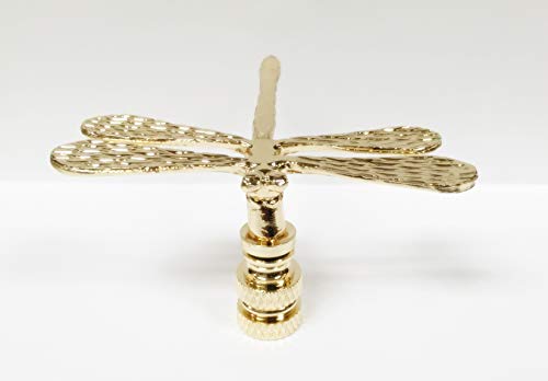 Image of Lamp Finial-Dragonfly-Polished Brass Finish, Highly Detailed Metal Casting