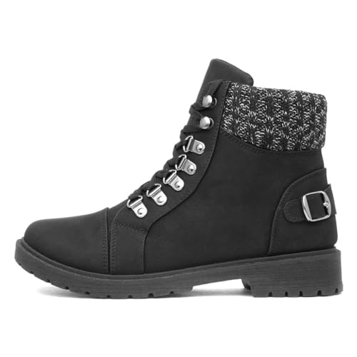 Lilley Miley Womens Black Knitted Collar Boot - Size 6 UK - Black