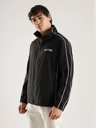 Image of Solid Relaxed Fit Polyamide Jacket