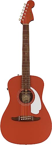 Fender Malibu Player Fiesta Red WN White Pickguard Electro-Acoustic Guitar