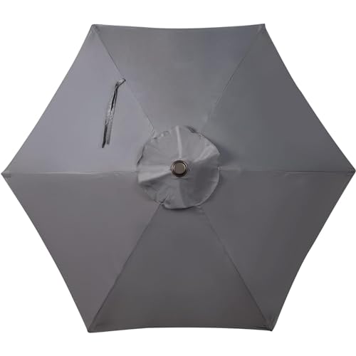 Image of Blissun 7.5 ft Patio Umbrella, Yard Umbrella, Outdoor Market Umbrella with Push Button Tilt Crank, Dark Grey