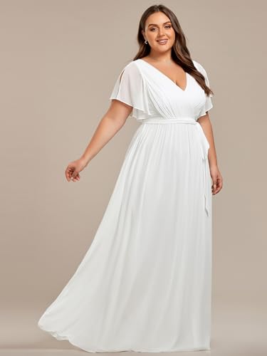 Ever-Pretty Plus Women's Chiffon Short Sleeves A-Line V-Neck Empire Waist Floor Length Plus Size Formal Bridesmaid Dress4