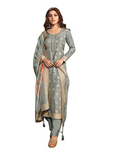 Costume indien en jacquard gris X-Large 3949 - Tenue de fête droite pour femme