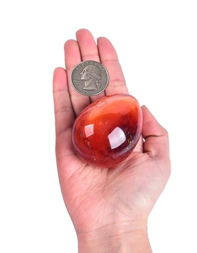 Image of AMOYSTONE Red Agate Egg for Home Office Desk & Garden - Banded Natural Stone Decorative Figurine, Easter Gift for Her (2.3-2.7 inch, 7 oz Each)