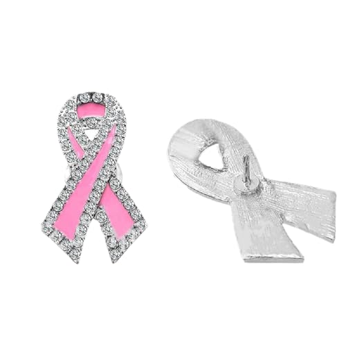 Image of Fashion Pink Ribbon Breast Cancer Awareness Lapel Pins Enamel Red Badge Women Brooch Jewelry