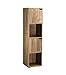 Casâme Meuble 4 Cases avec 2 Portes - Colonne de Rangement - Bibliothèque Fine - Rangement pour Salon, Chambre - Décor Bois - Meuble à Cases - 30,7 cm x 29 cm x H 120 cm