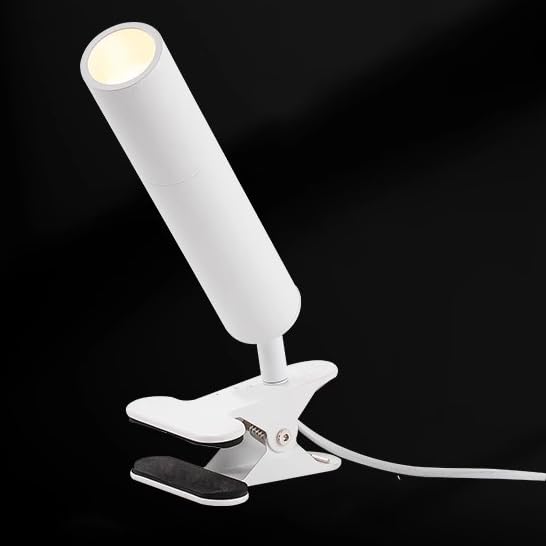 Yequandec White Metal 3W 3000K Warm Light Spot Light Clip Mount Adjusted Angle Clamp Accent Lighting 5.2 Feet Plug Cord for Stage Background Rental House