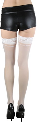 Image of ToBeInStyle Women's Sheer Banded Thigh High Socking w /Opaque Band