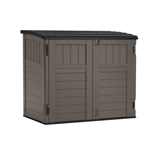 Suncast Outdoor Storage Shed for Backyard and Garden, Horizontal, 4′ x 2.5′, Stoney Grey – Portable Utility Deck and Cabinet for Tools, Equipment, and Garbage