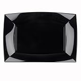 Monouso | 6 Bandejas de Plástico PP Reutilizables, 34,5x23cm, Color Negro, Bandejas para Aperitivos, Catering, Eventos, Restaurantes, Hostelería, Resistentes